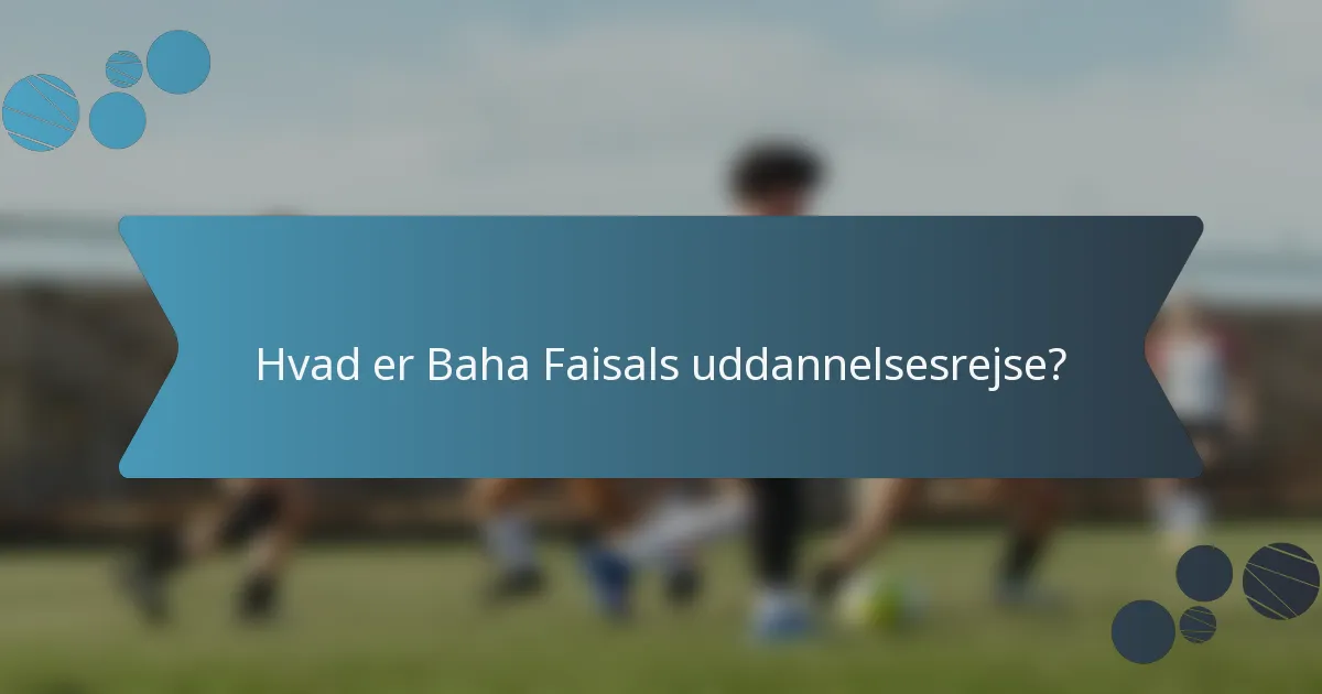 Hvad er Baha Faisals uddannelsesrejse?