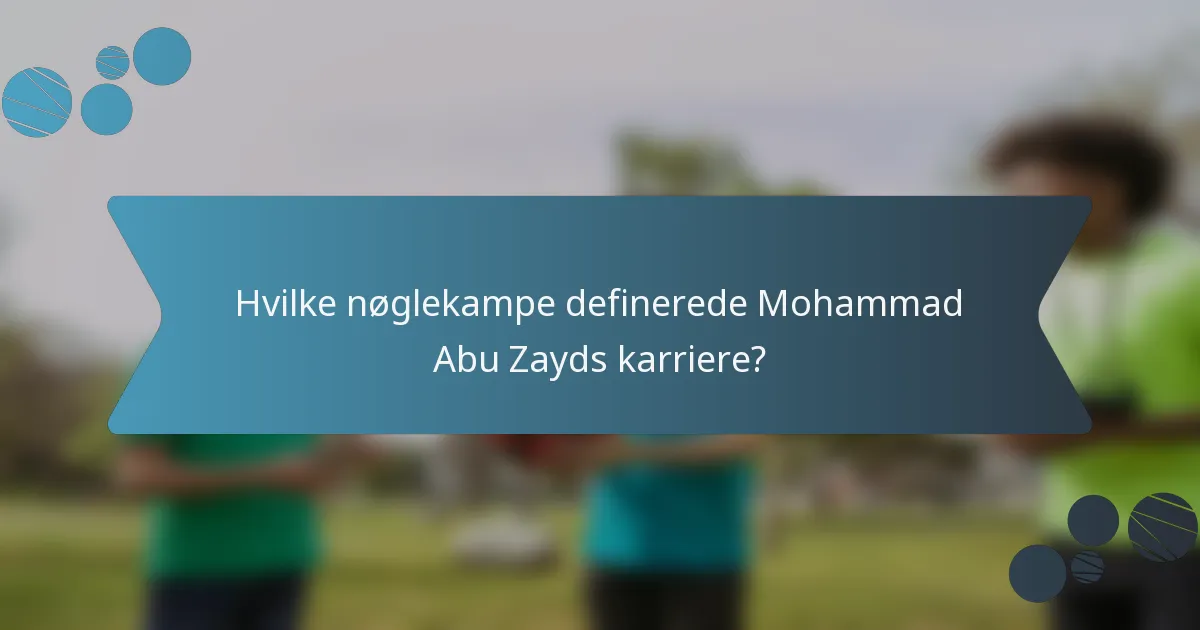 Hvilke nøglekampe definerede Mohammad Abu Zayds karriere?