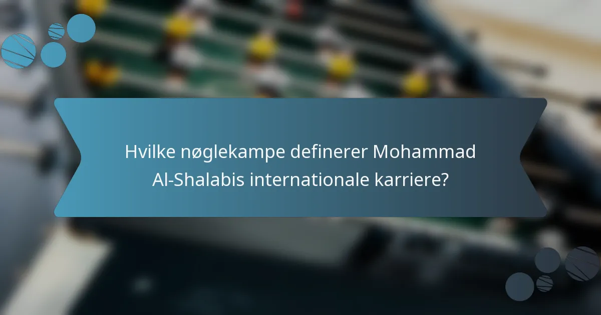 Hvilke nøglekampe definerer Mohammad Al-Shalabis internationale karriere?